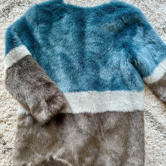 Anthropologie Faux Fur Blue Coat - Size Small - Picture 6 of 8